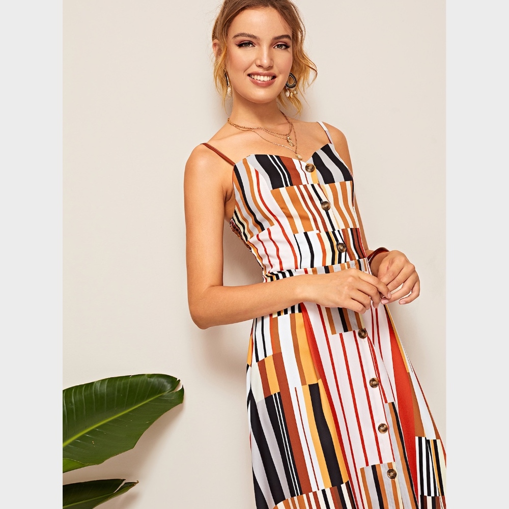 Multicolor Cami Fit & Flare Maxi Summer Dress - Picture 3 of 8